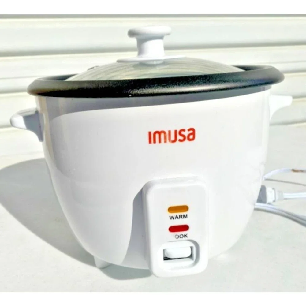 IMUSA Electric Rice Cooker 5 Cup Uncooked – Ceramic Nonstick Pot - Black / White